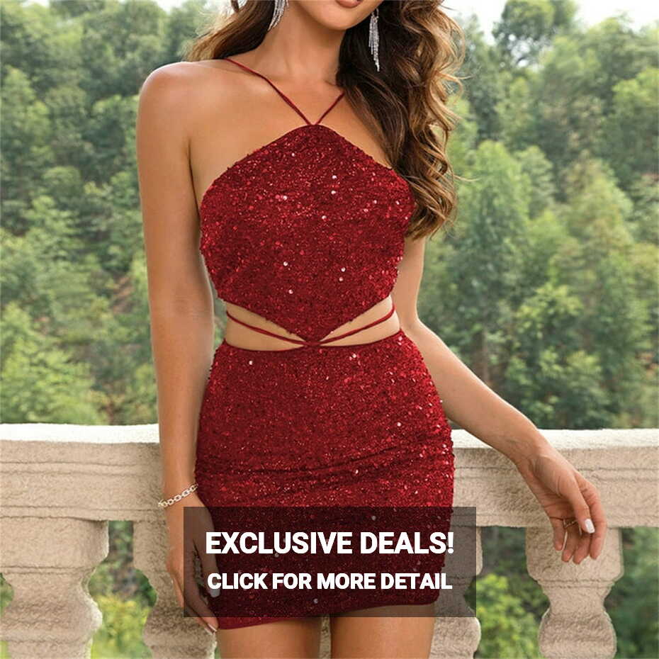 Women&#39;s Dresses Summer Short Sleeve Party Evening Backless Sequin ...