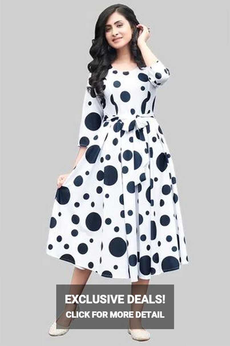 Women&#39;s Fit And Flared Fancy Western Cotton Ankle Length Dress at ...