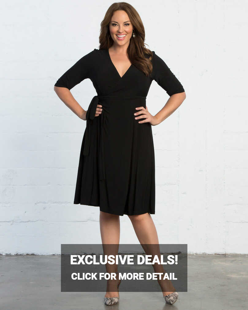 Women&#39;s Flattering Plus Size Essential Wrap Dress by Kiyonna