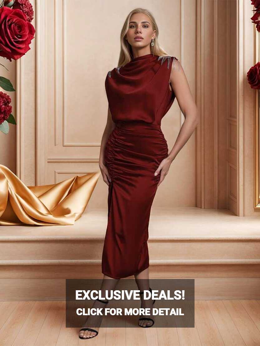 Women&#39;s Knee-Length Pleated Bodycon Elegant Cocktail Dress | SHEIN USA