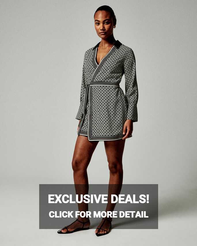 Women&#39;s Long-Sleeve Wrap Mini Dress | Women&#39;s Clearance ...