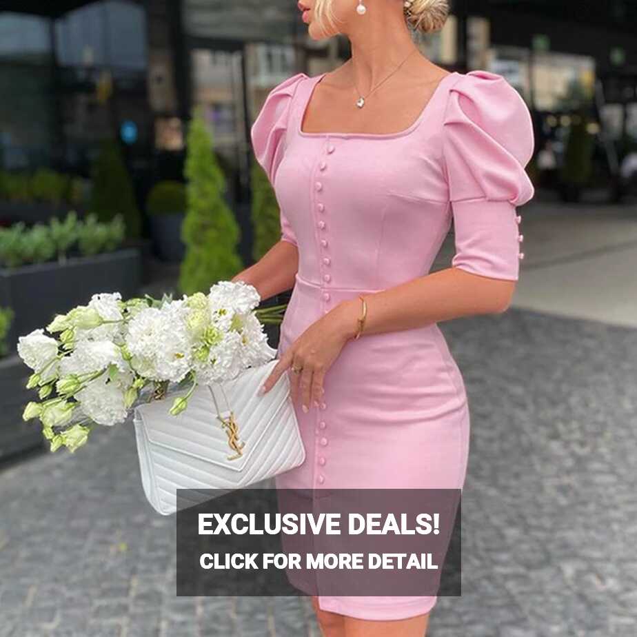 Women&#39;s Mini Dress Elegant Black Puff Sleeves Chic Lady Style ...