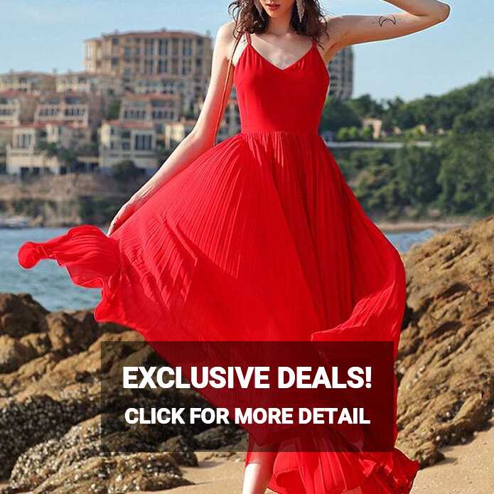 Women&#39;s Red Maxi Dress - V-neck - 3 Sizes from Apollo Box