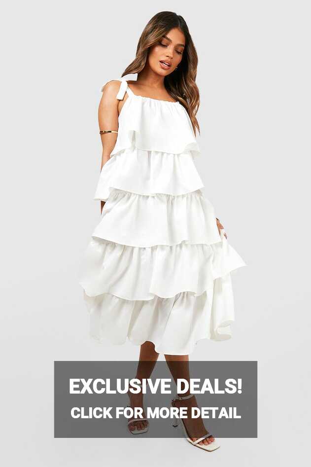 Women&#39;s Ruffle Tiered Midi Dress | Boohoo UK