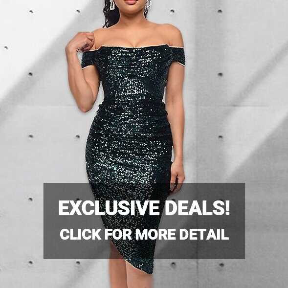 Women&#39;s Semi Formal Party Dress Sequin Dress Sheath Dress Midi ...