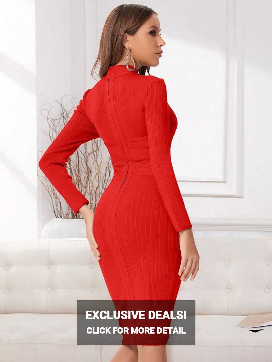 Women&#39;s Sexy Long Sleeve Bandage Bodycon Dress, Elegant Formal ...