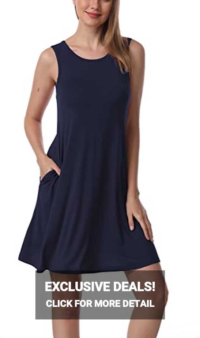 Women&#39;s Sleeveless Loose Plain Dresses T Shirt Tank Casual Short Dress