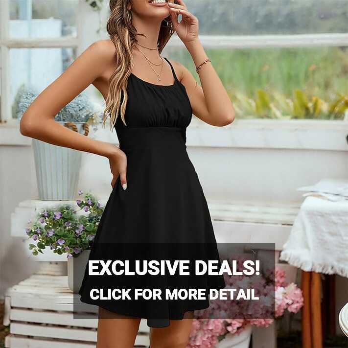 Women&#39;s Spaghetti Strap A Line Dress Elegant Solid Color Sun Dress ...