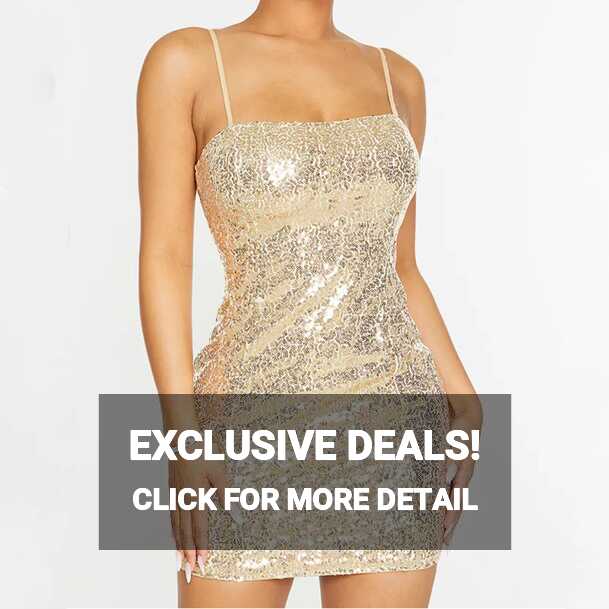 Women&#39;s Spaghetti Strap Sequins Glitter Short Dress Sparkly ...