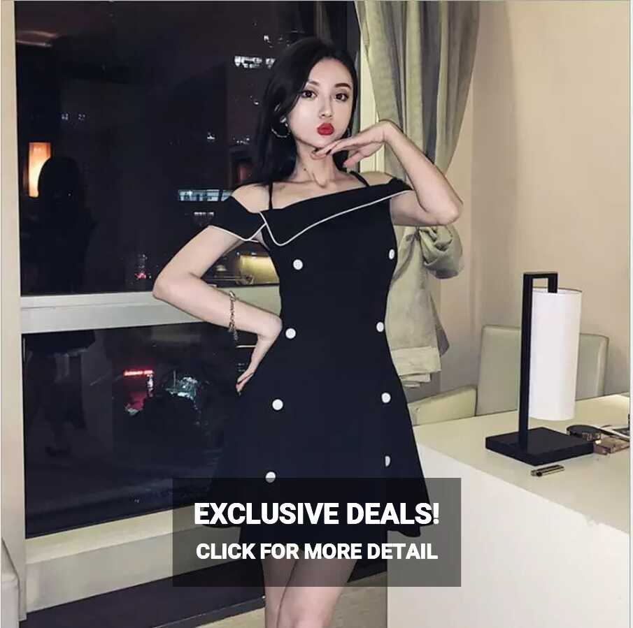 Women&#39;s Spring/Summer Korean New Fashion Black Dress Party Rrom ...