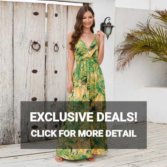 Women&#39;s Summer Boho Maxi Dress V-Neck Holiday Beach Casual ...