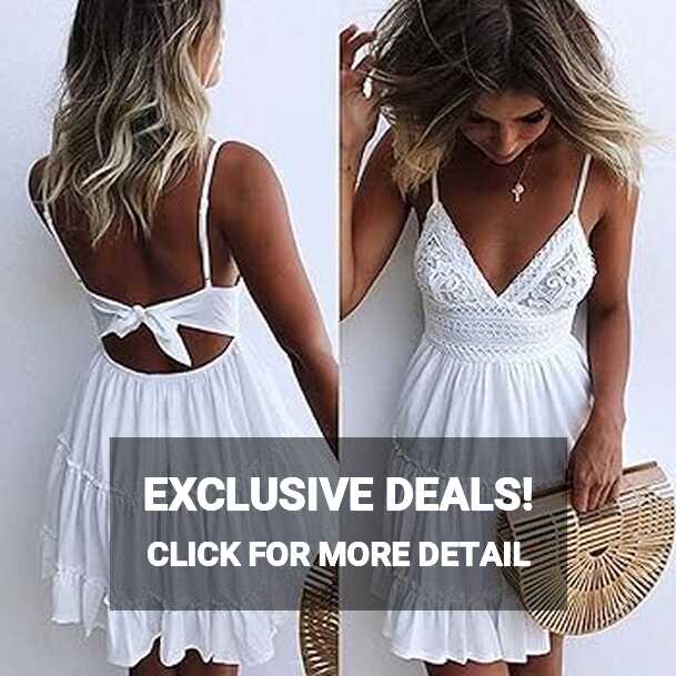 Women&#39;s White Short A Line Cotton Elegant Straps Summer Dress ...