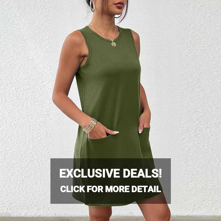 Women 2024 Summer Mini Dress Casual Sleeveless Tank Dresses Built ...