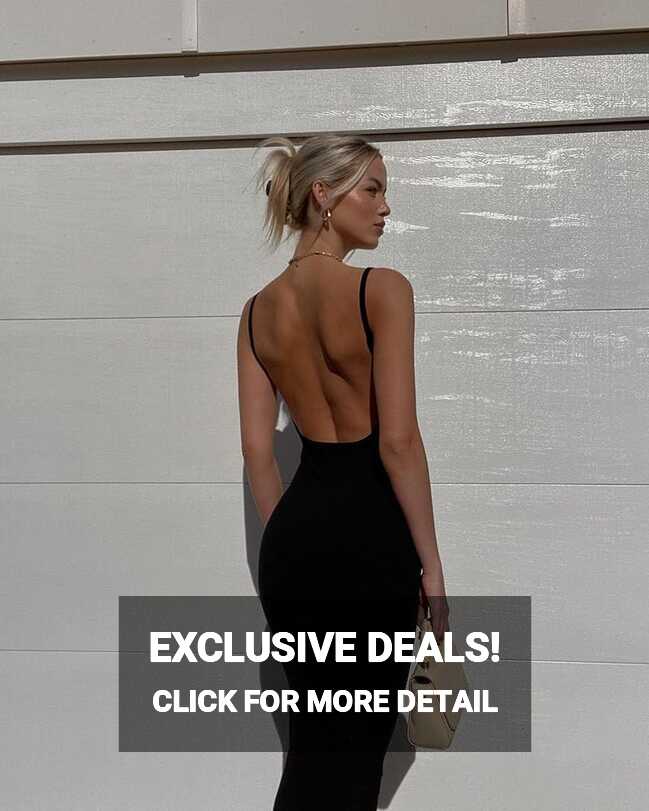 Women Backless Maxi Tank Dress Bodycon Sexy Open Back Hollow Long ...