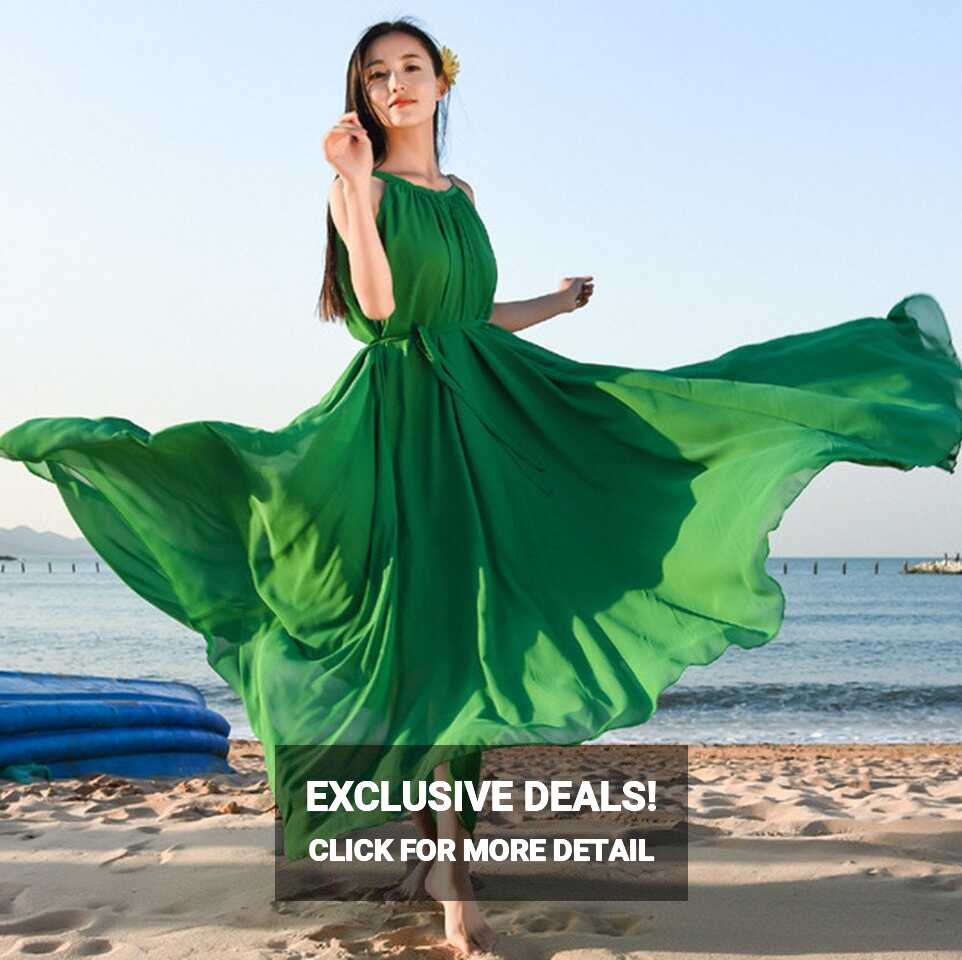 Women Chiffon Dress Sleeveless Long Dress Flowy Maxi Dress Evening ...