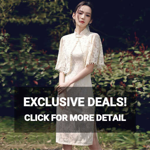 Women Chinese Style Lace Dress Cheongsam Elegant Vintage High-end ...