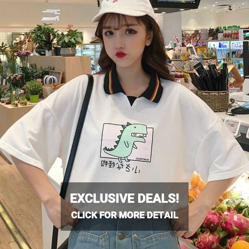 Women Girl Shirt Blouse Cute Graphic Short Sleeve Loose Tops Tee ...