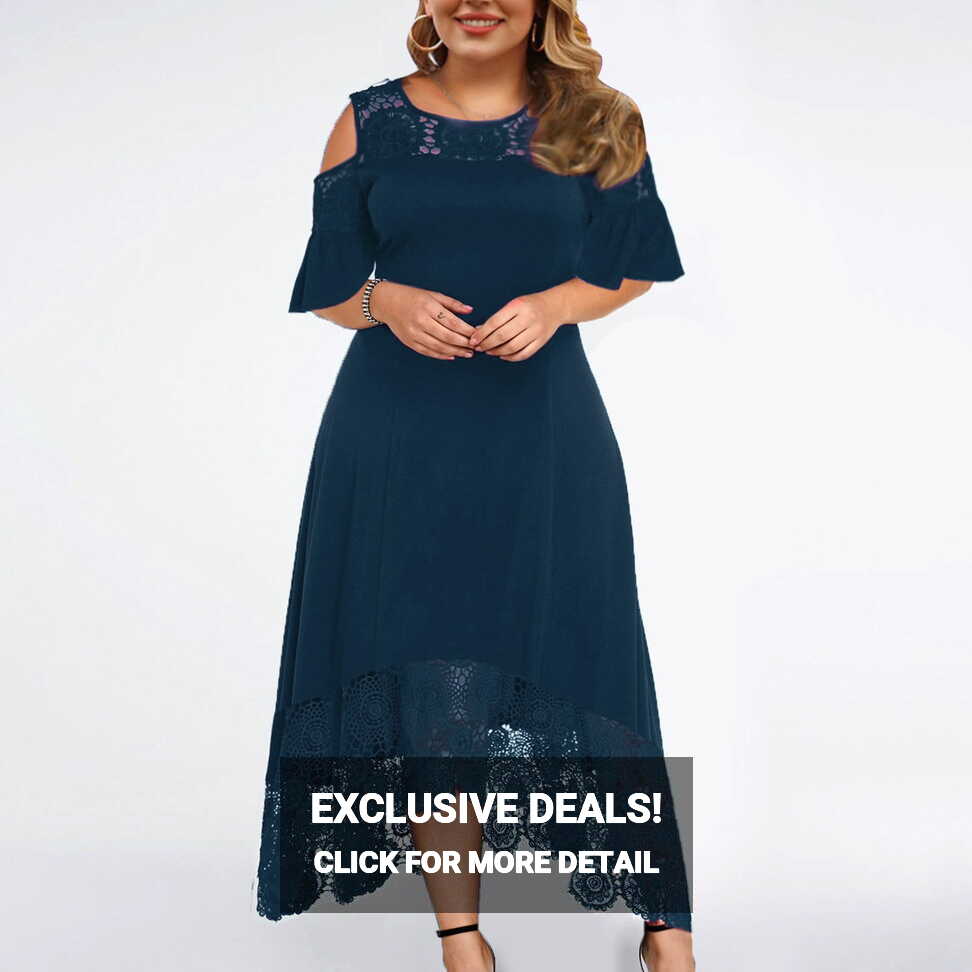 Women Midi Plus Size Short Sleeve Dress Simple Casual Solid ...