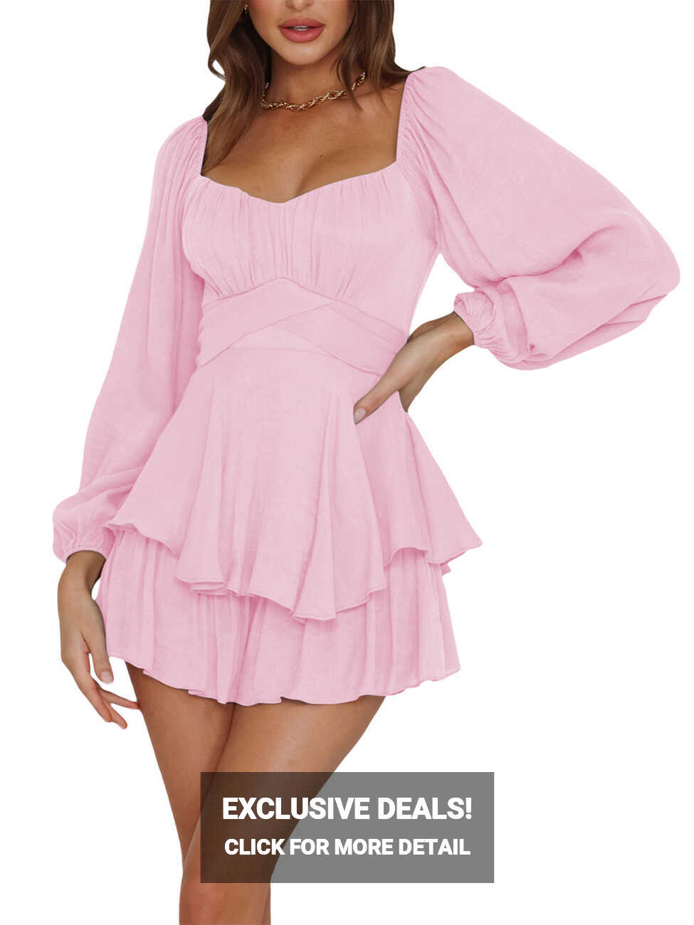 Women Ruffle Dress Built-in Shorts Off Shoulder Puff Sleeve ...