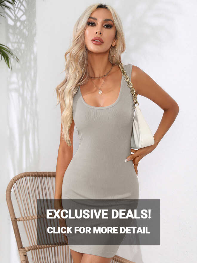 Women Summer Casual Cami Dress Stretch Sleeveless RIBBED Mini ...