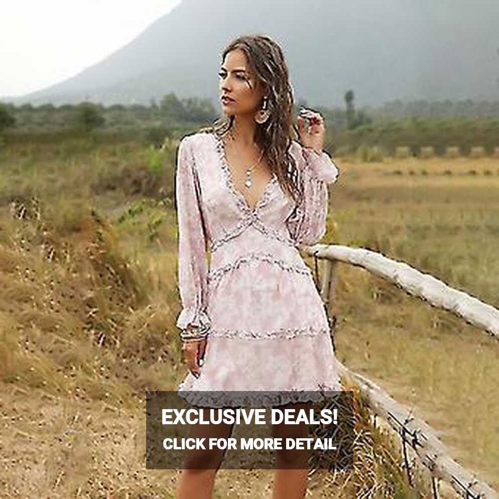 Women Summer Dress Women Fashion Short Floral Print Chiffon Dress ...