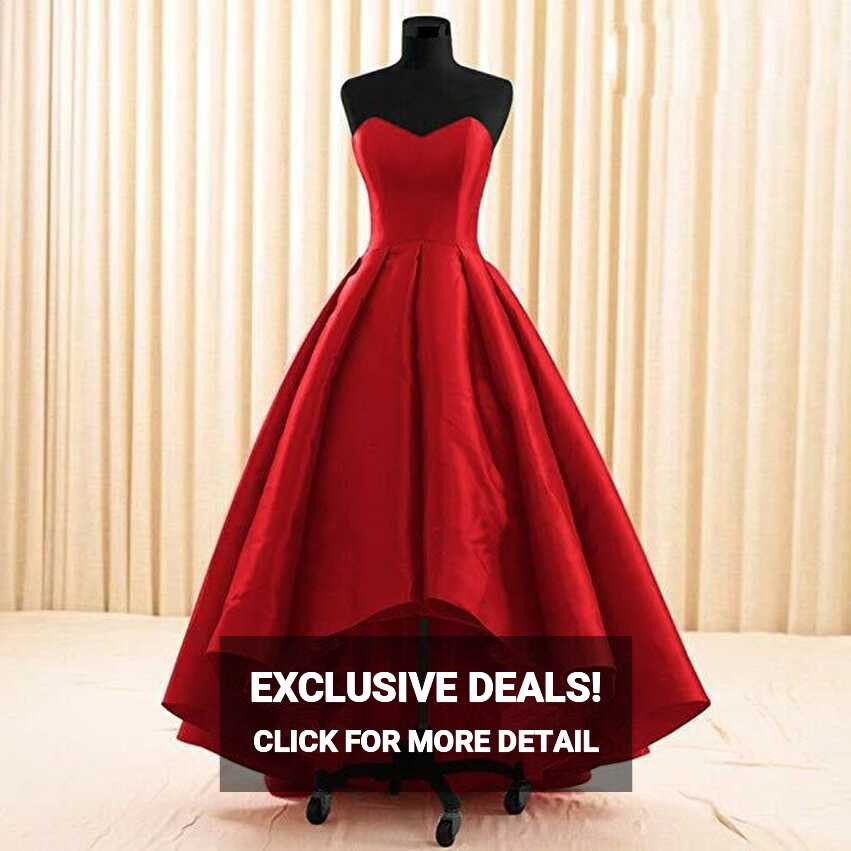 Women Sweetheart Short Front Long Back A Line High Low Prom Dress ...