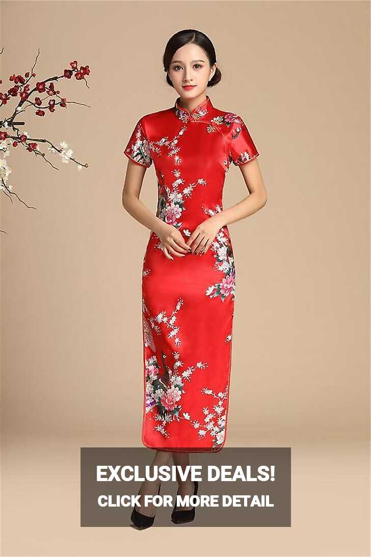 Women Traditional Chinese Dress - Vintage Mandarin Collar Qipao ...