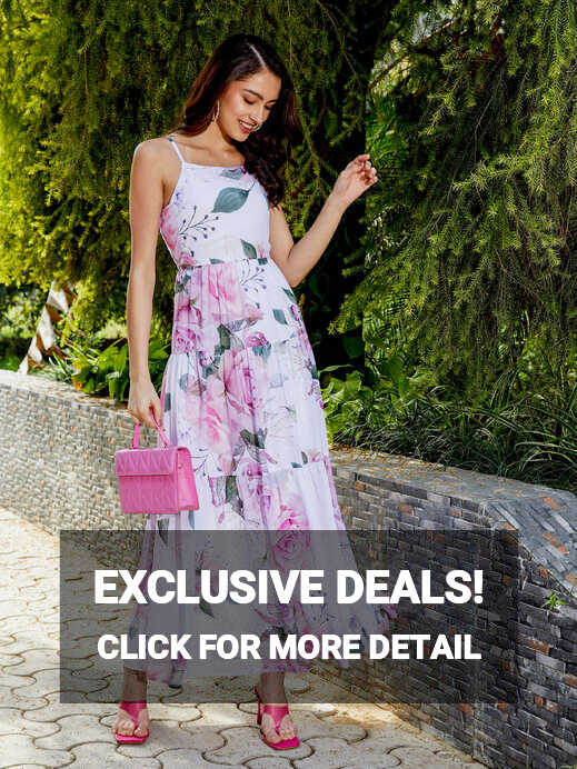 Women White Floral Strappy Maxi Dress