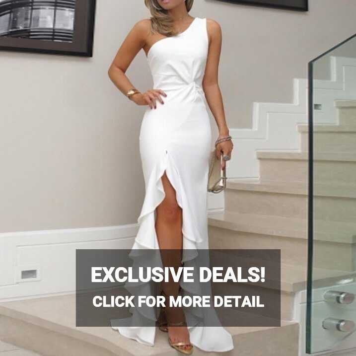 Women White Party Dress Slit Sexy Elegant Classy Wedding Long ...