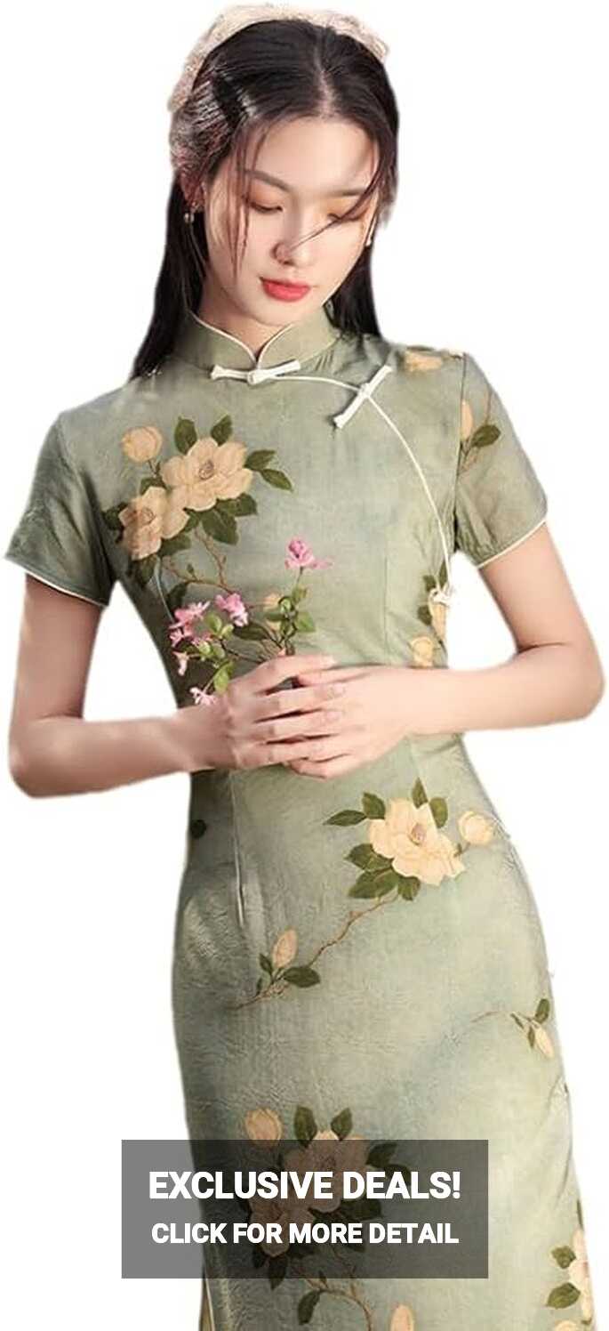 Womens Chinese Dress - Female Elegant Cheongsam Retro Temperament ...