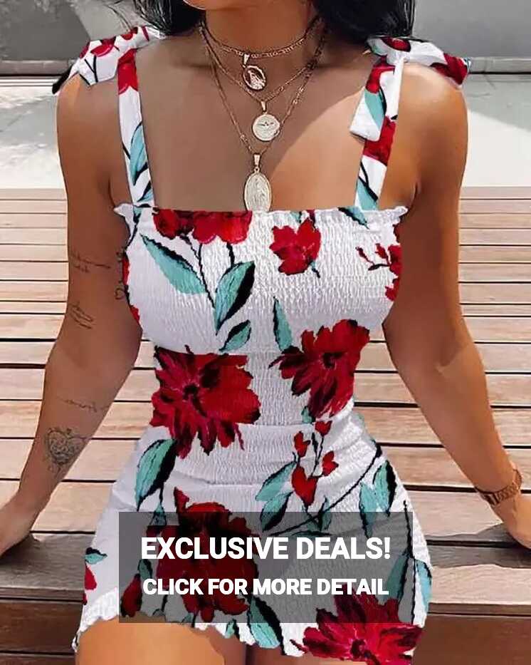 Womens Floral Strappy Mini Dress Summer Bodycon Party Beach ...