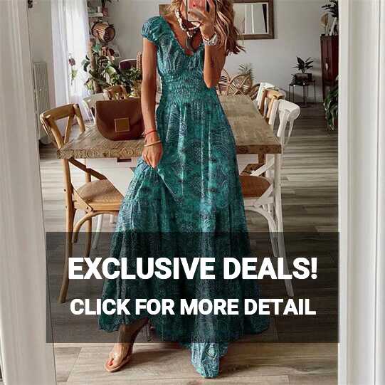 Womens Holiday Boho Dress Ladies Summer Sundress Plus Size Beach ...