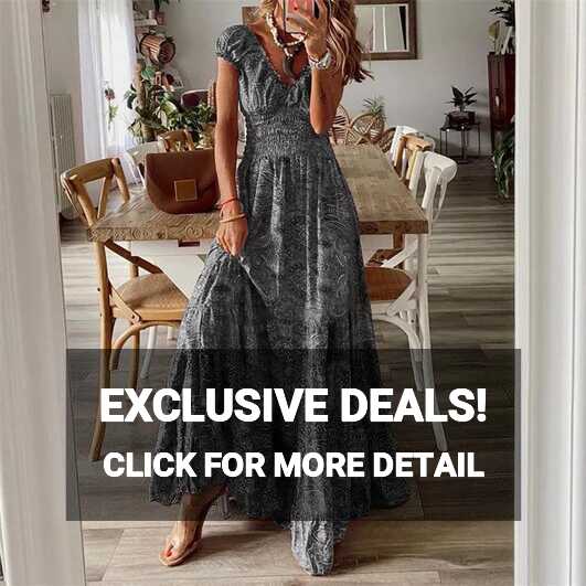 Womens Plus Size Holiday Boho Dress Ladies Summer Beach Long Maxi ...