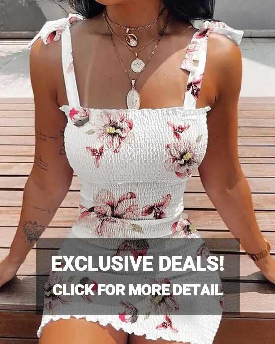 Womens Summer Floral Strappy Mini Dress Bodycon Party Beach ...