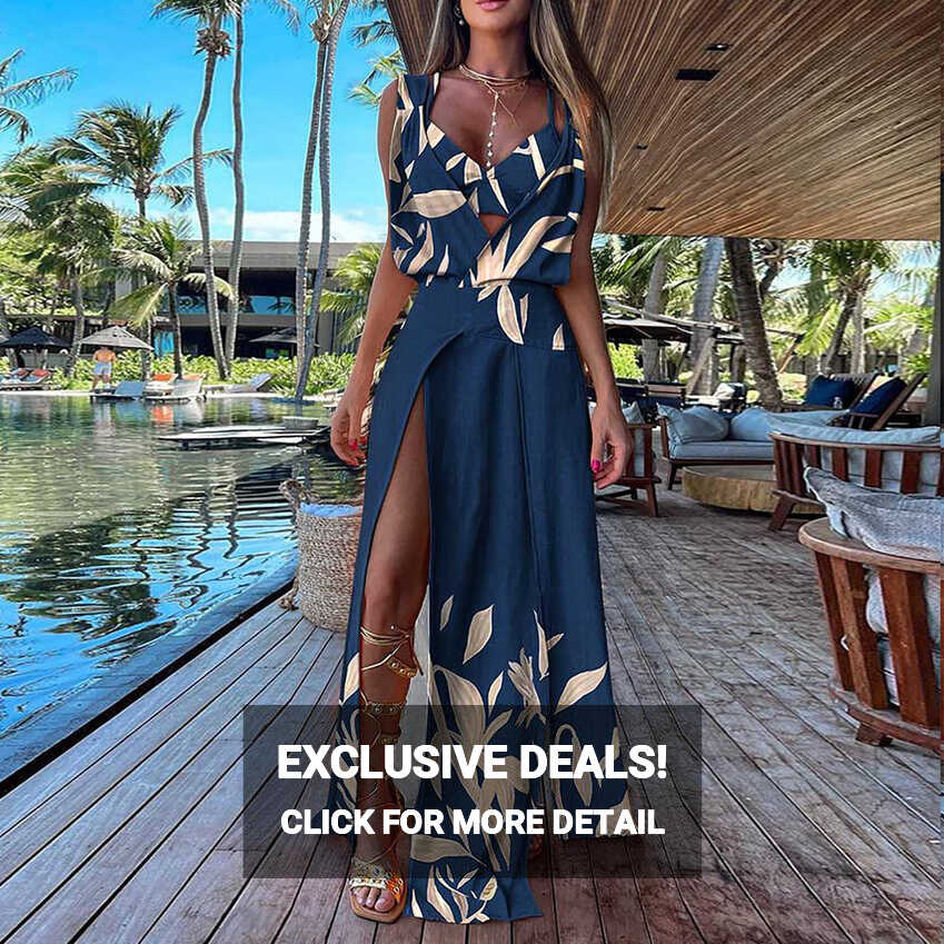 Womens Vacation Dresses Built in Bra Tops Two Piece Dress Sets for ...