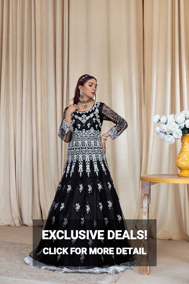 Wonderful Pakistani Black Bridal Maxi Dress: Embroidered, 51% OFF