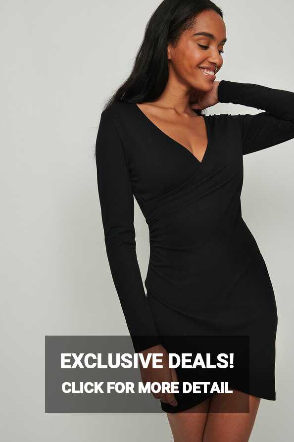 Wrap Detail Mini Dress Black | NA-KD