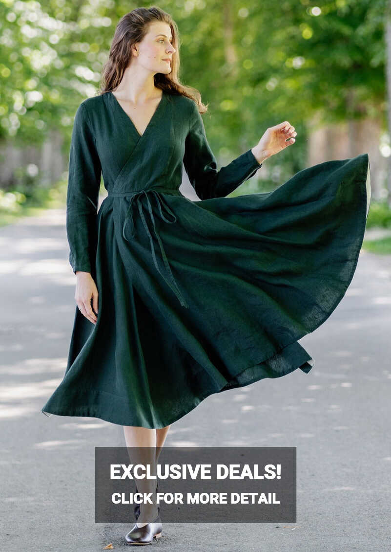 Wrap Dress, Long Sleeve, Evergreen | Son de Flor