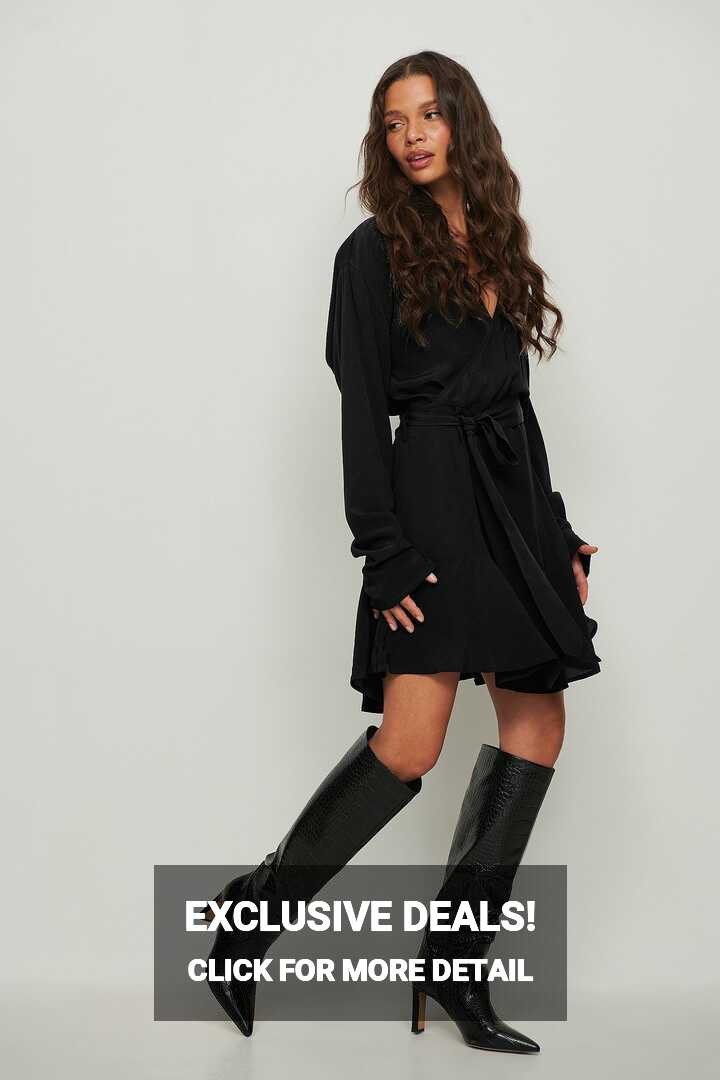 Wrap Mini LS Dress Black | NA-KD