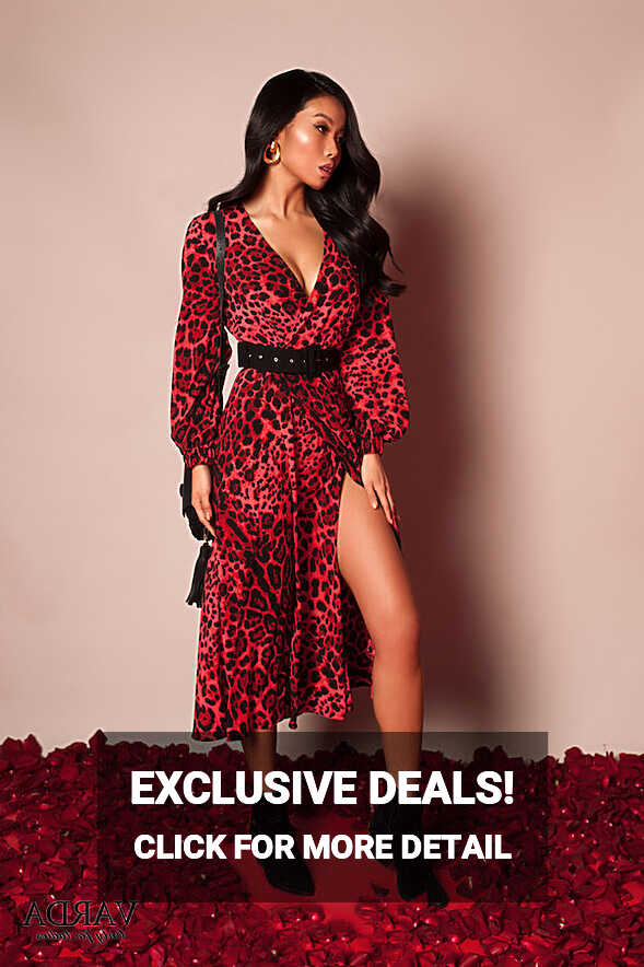 Wrap dress &quot;Only Leopard&quot; red