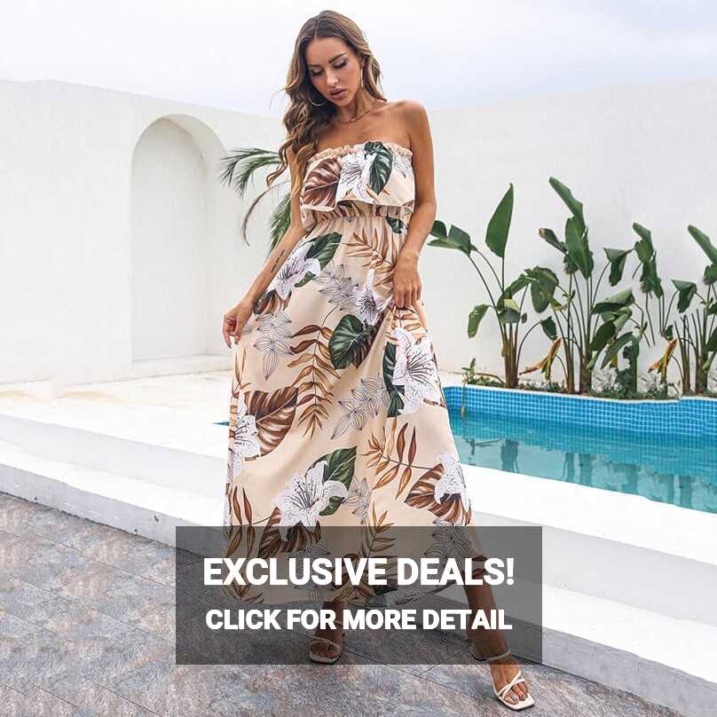 XRDSHY Spring and Summer Leisure Tube Top Women&#39;s Maxi Dress ...