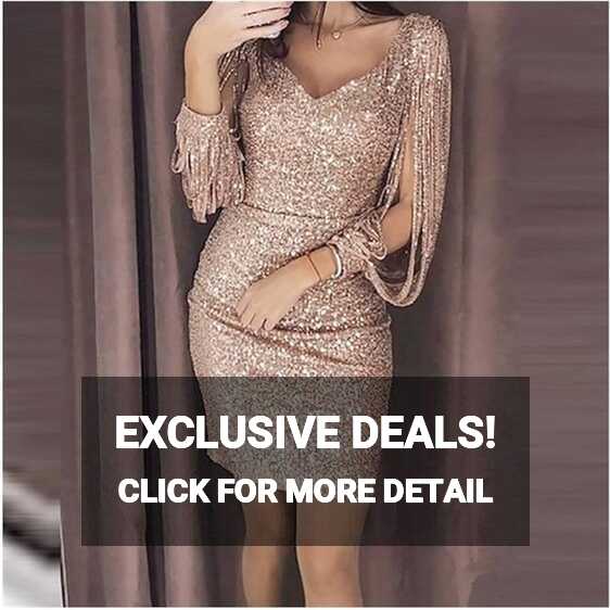 XYBB Dresses Women Party Dress Bodycon Sexy Sequin Dress Night ...