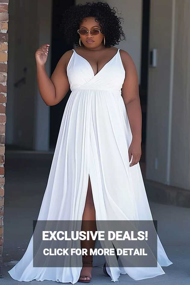 Xpluswear Design Plus Size Casual Sundress White V Neck Cami Tunic ...