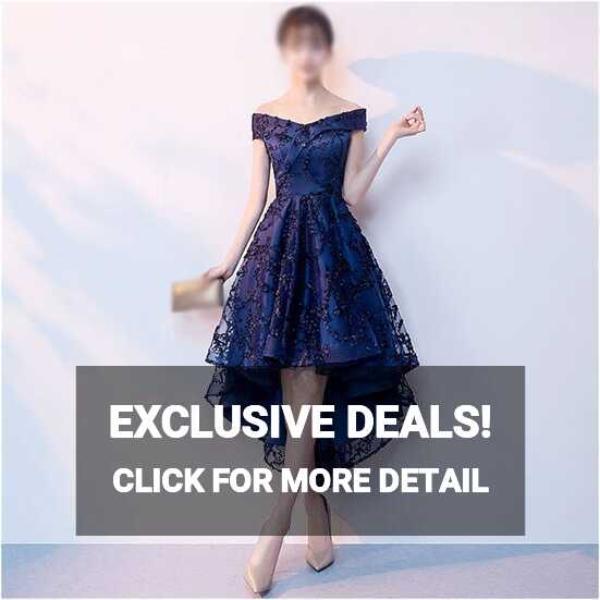 YXBDN Sexy Off The Shoulder Beaded Evening Dress Short Front Long ...