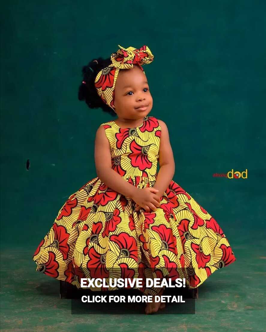 Yellow African Print Dress For Girls