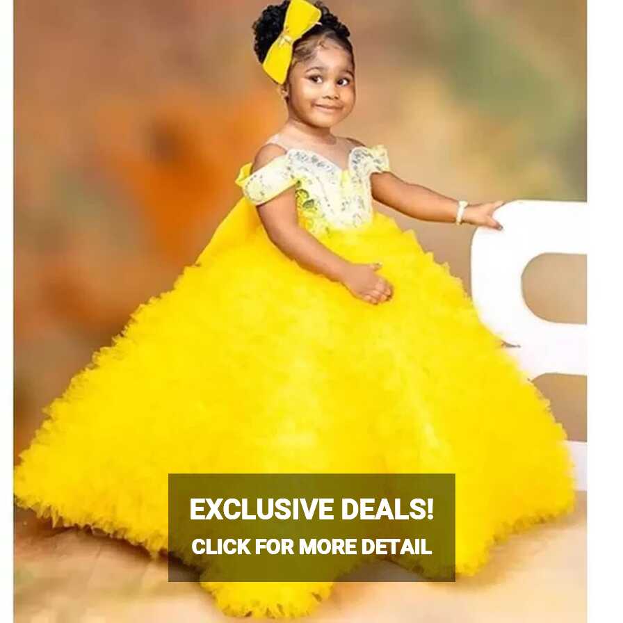 Yellow Golden Flower Girl Dresses for Wedding Beading Ball Gown ...