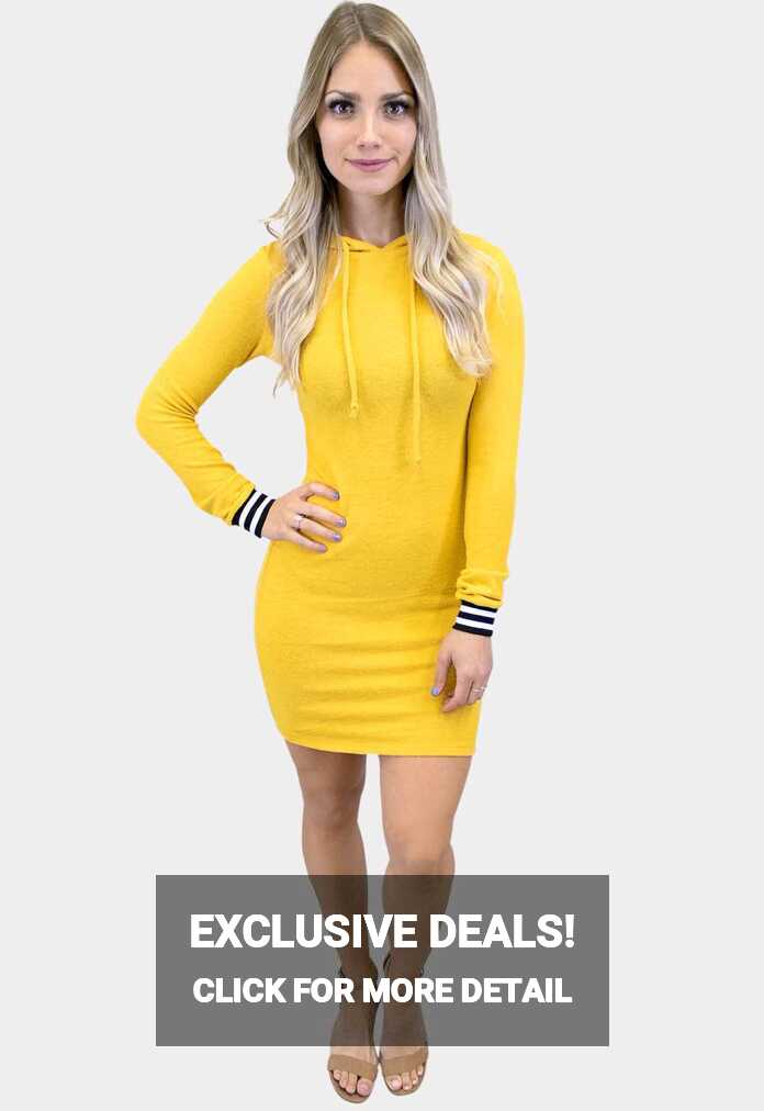 Yellow Long Sleeve Dress with Cuff Sleeves - Sexy Mama