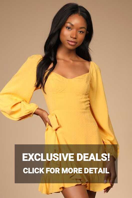 Yellow Mini Dress - Balloon Sleeve Dress - Wrap Skirt Dress - Lulus