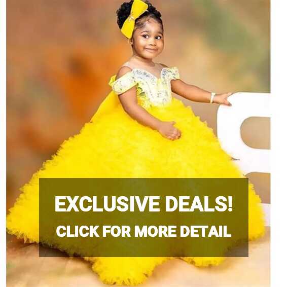 Yellow Sheer Neck Ball Gown Flower Girl Dress With Beaded Bow Tie ...