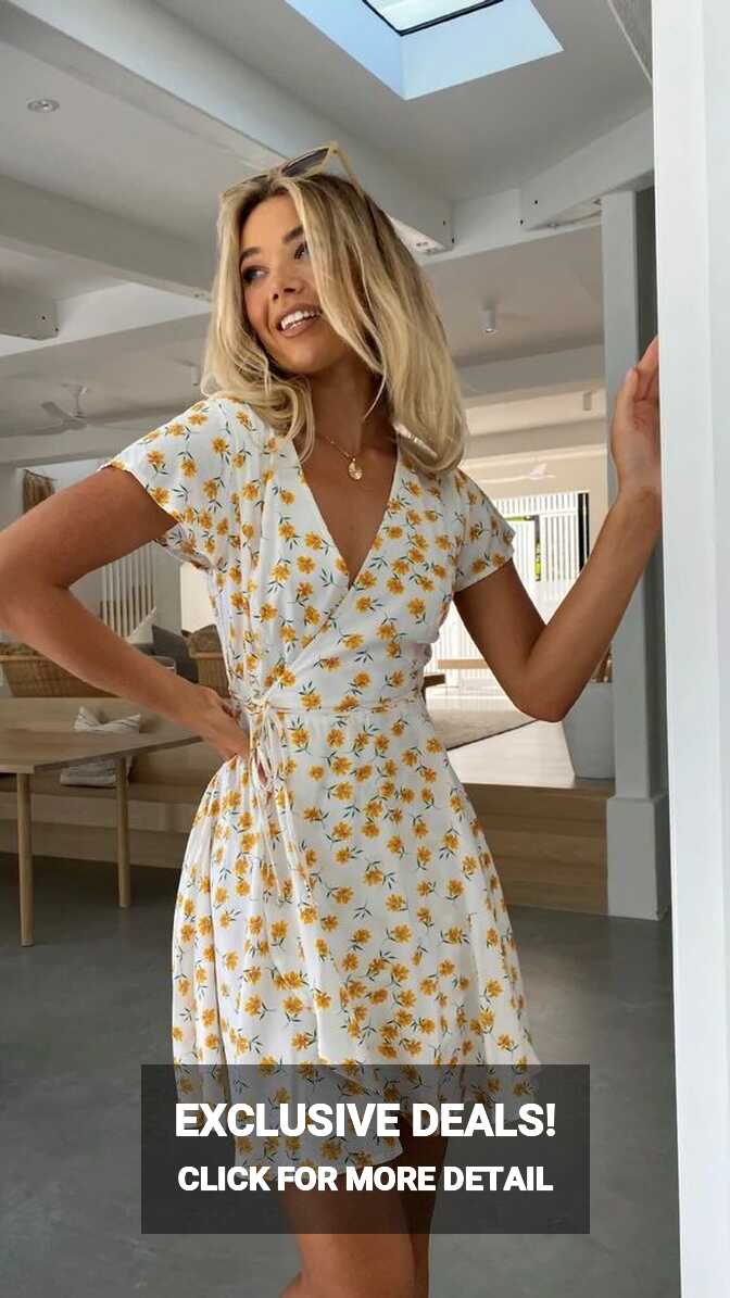 Yellow Sunflower Wrap Dress